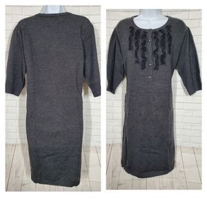 Population Gray Ruffle Quarter Sleeve Sweater Dress